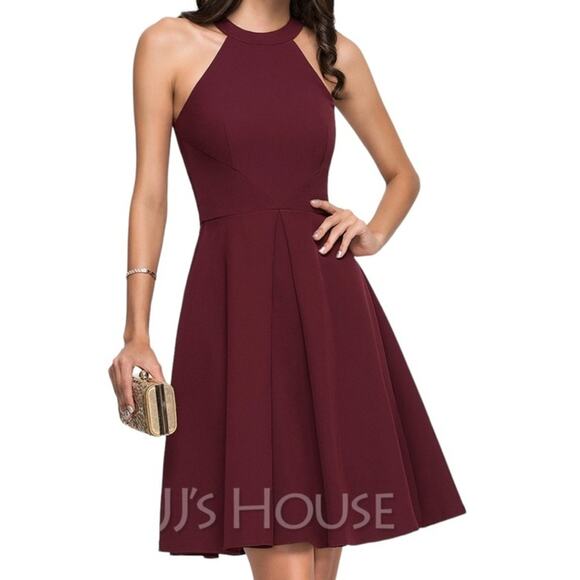 JJ's House A Line Scoop Neck Cocktail Dress Burgundy Size 10 NWT - Picture 3 of 9